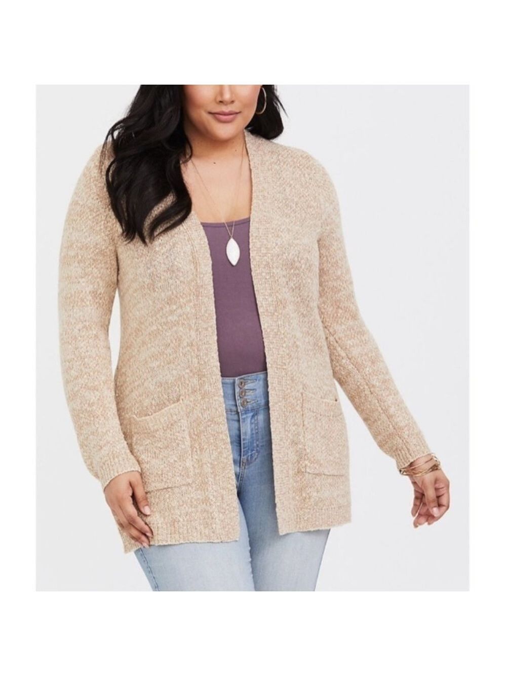 Torrid Tan Textured Slub Knitted Cardigan